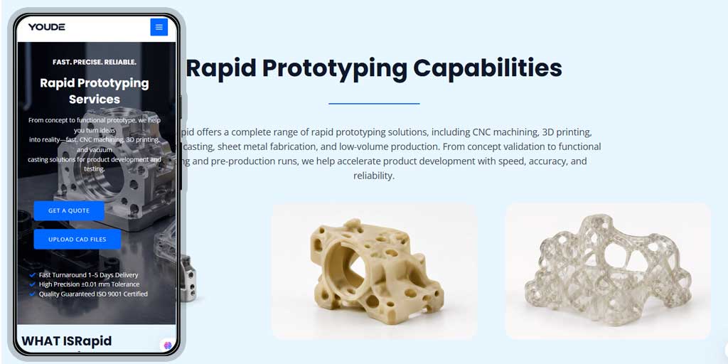 一个CNC加工外贸站凭什么让全球工程师主动询盘？拆解YD Rapid首页、产品页与信任页的设计密码？CNC精密加工与手板定制产品出海分析 - 旺道-东莞网站建站20+年:B2B外贸网站与跨境电商B2C独立站建设,面向欧美网站版面设计,GEO/SEO,Workpress外贸站搭建,企业官网建设,香港/欧美主机,企业邮箱,环企网络信息科技有限公司